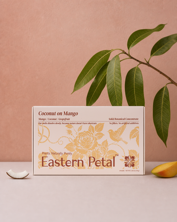 Coconut on Mango packaging box with photographed label