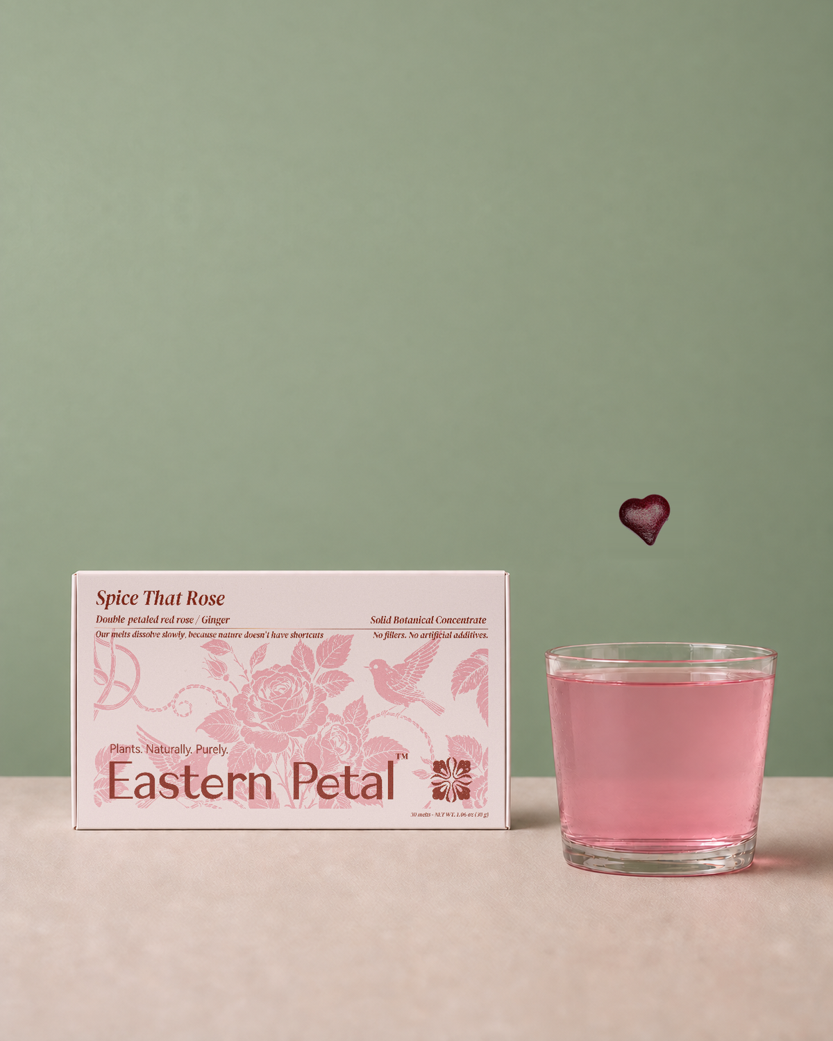 spice that rose tea box, botanical melt and prepared tea